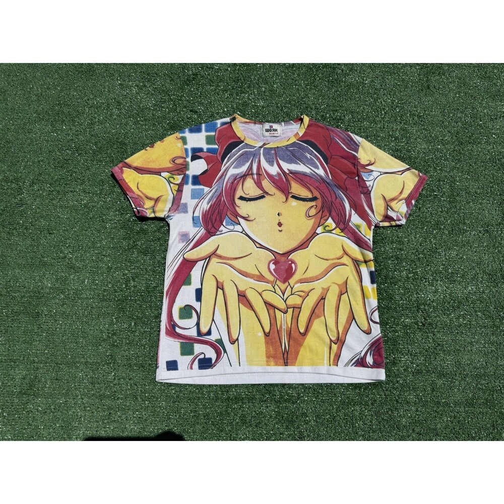 Vintage Work By EAKSAK Anime Japanese Women’s All Over Print Short Sleeve M